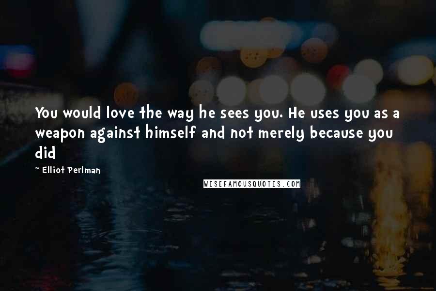 Elliot Perlman Quotes: You would love the way he sees you. He uses you as a weapon against himself and not merely because you did