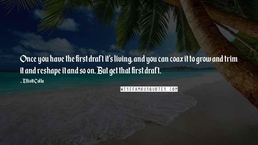 Elliott Colla Quotes: Once you have the first draft it's living, and you can coax it to grow and trim it and reshape it and so on. But get that first draft.