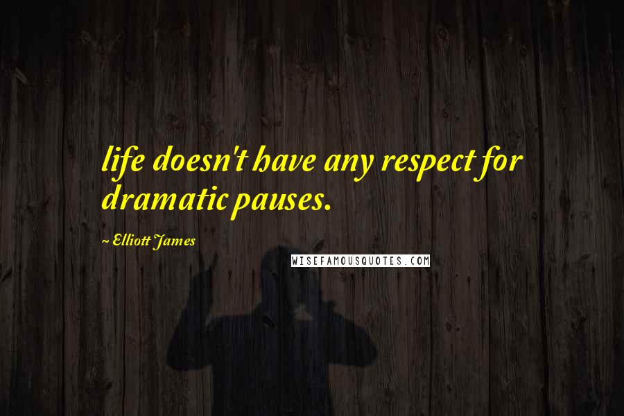 Elliott James Quotes: life doesn't have any respect for dramatic pauses.