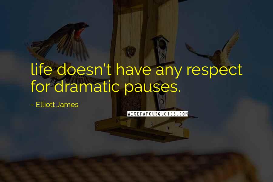 Elliott James Quotes: life doesn't have any respect for dramatic pauses.