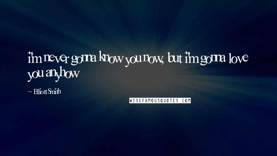 Elliott Smith Quotes: i'm never gonna know you now, but i'm gonna love you anyhow