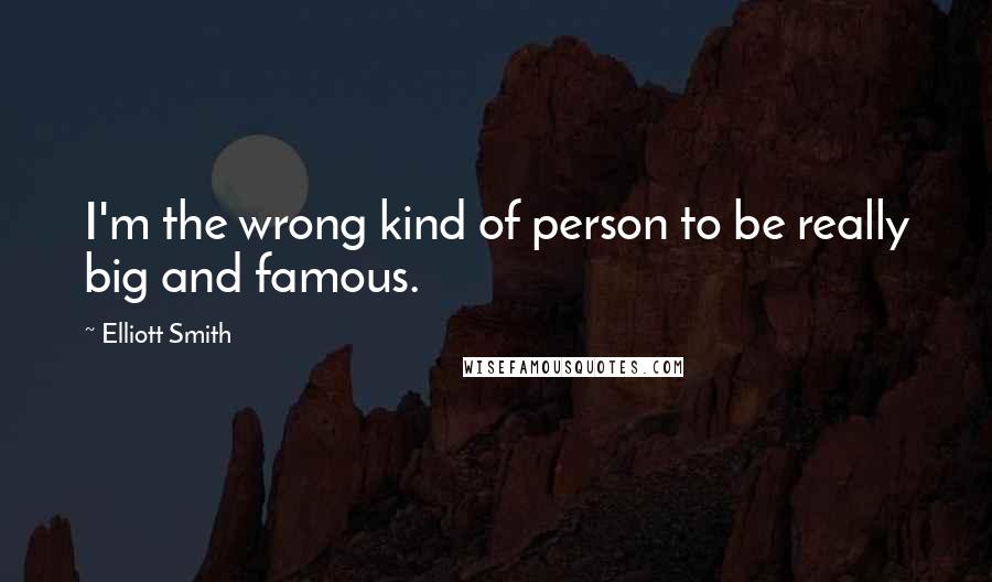 Elliott Smith Quotes: I'm the wrong kind of person to be really big and famous.