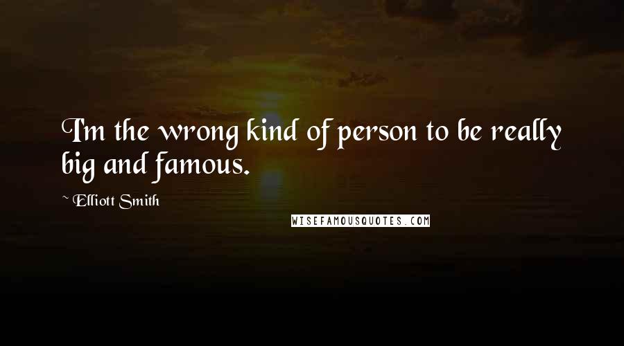 Elliott Smith Quotes: I'm the wrong kind of person to be really big and famous.