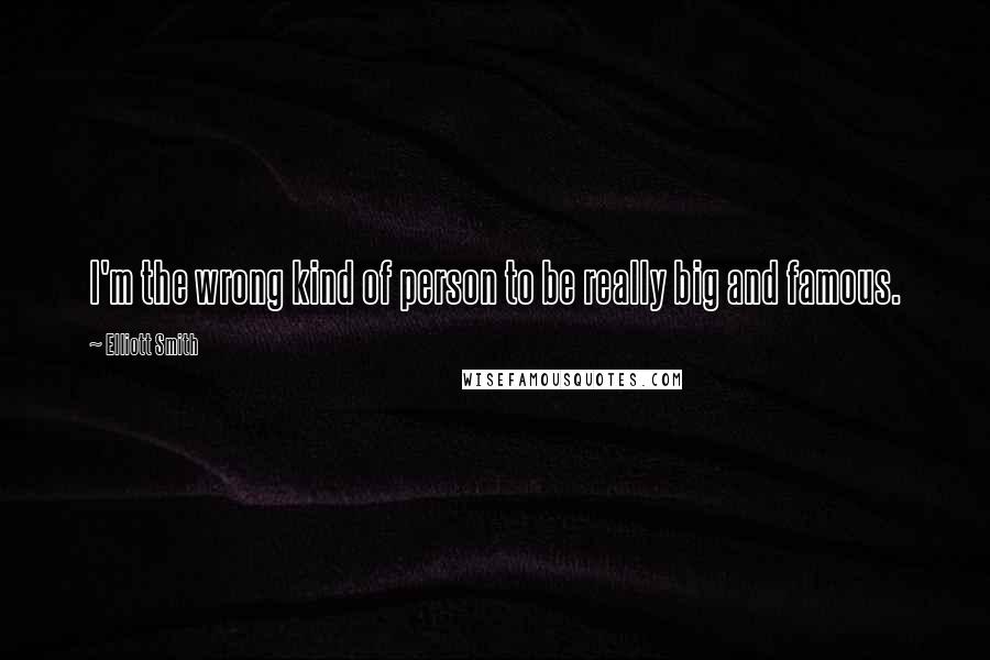 Elliott Smith Quotes: I'm the wrong kind of person to be really big and famous.