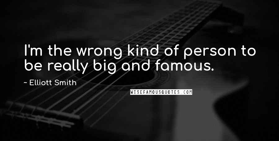 Elliott Smith Quotes: I'm the wrong kind of person to be really big and famous.
