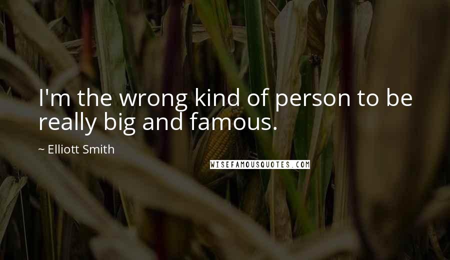 Elliott Smith Quotes: I'm the wrong kind of person to be really big and famous.