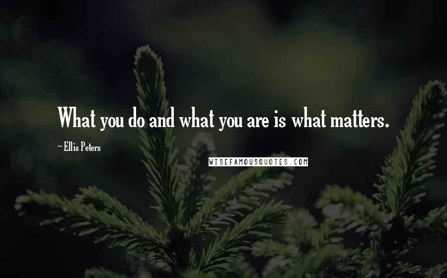 Ellis Peters Quotes: What you do and what you are is what matters.