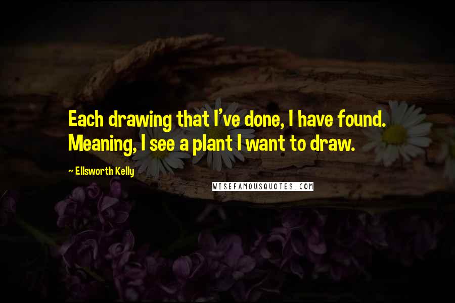 Ellsworth Kelly Quotes: Each drawing that I've done, I have found. Meaning, I see a plant I want to draw.