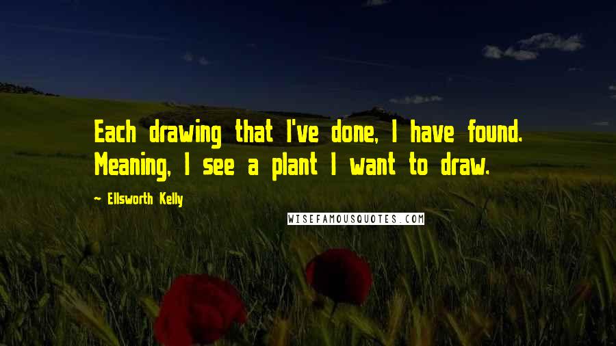 Ellsworth Kelly Quotes: Each drawing that I've done, I have found. Meaning, I see a plant I want to draw.