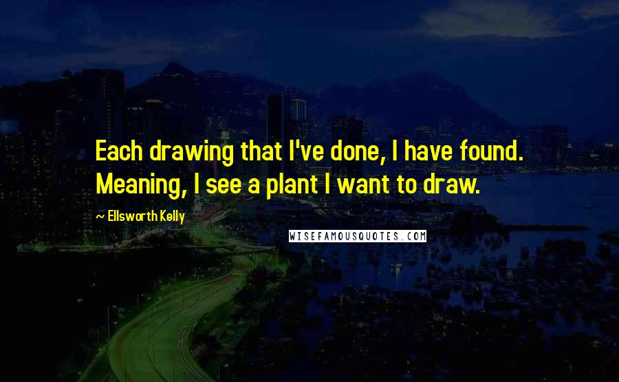 Ellsworth Kelly Quotes: Each drawing that I've done, I have found. Meaning, I see a plant I want to draw.