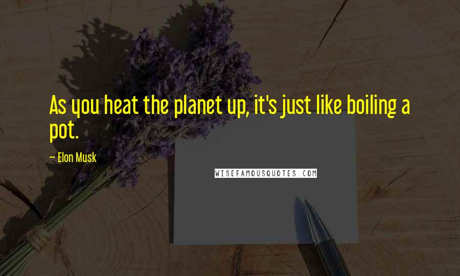 Elon Musk Quotes: As you heat the planet up, it's just like boiling a pot.