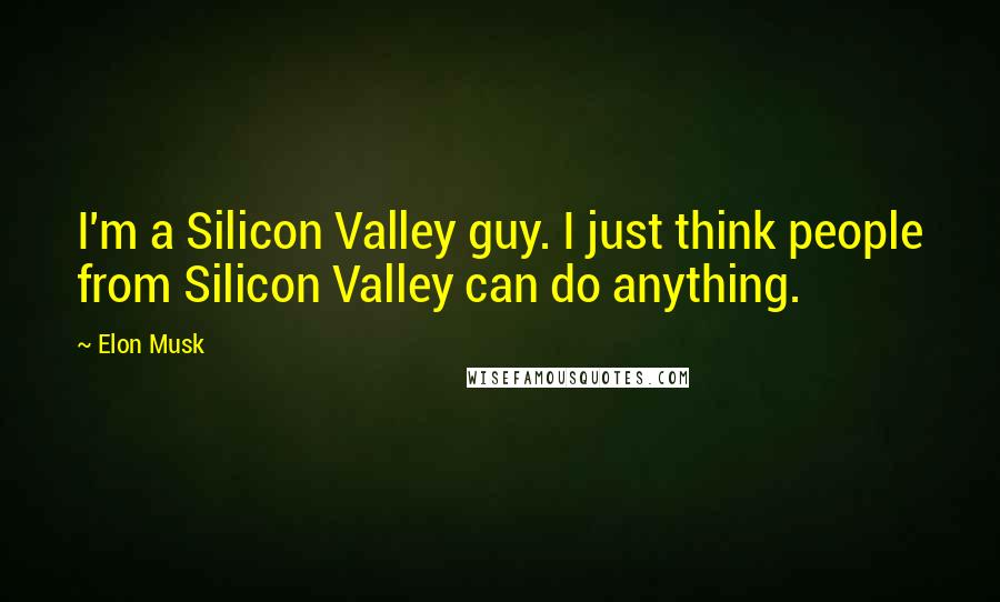 Elon Musk Quotes: I'm a Silicon Valley guy. I just think people from Silicon Valley can do anything.