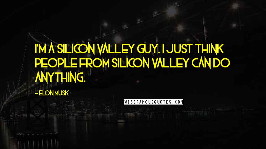 Elon Musk Quotes: I'm a Silicon Valley guy. I just think people from Silicon Valley can do anything.