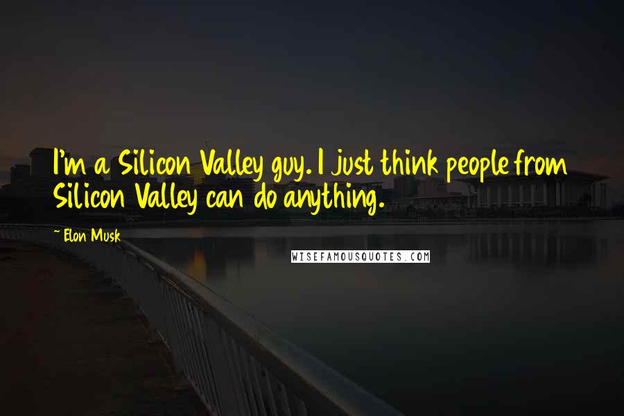 Elon Musk Quotes: I'm a Silicon Valley guy. I just think people from Silicon Valley can do anything.