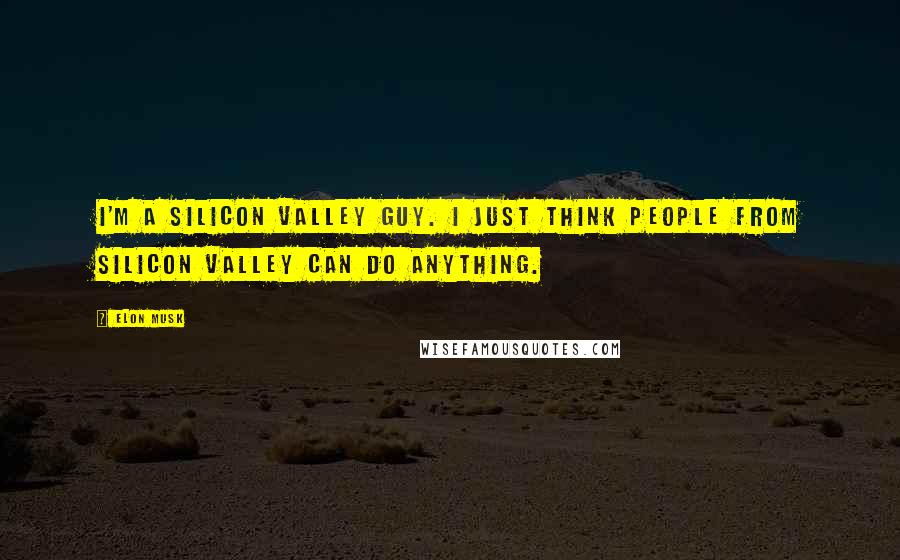 Elon Musk Quotes: I'm a Silicon Valley guy. I just think people from Silicon Valley can do anything.