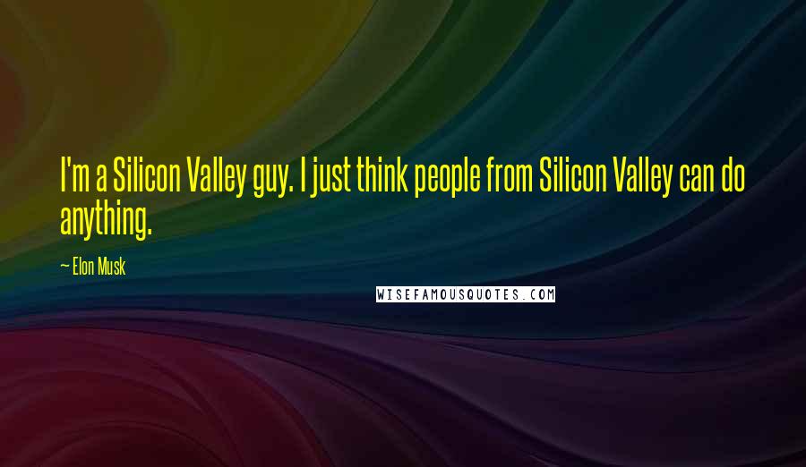 Elon Musk Quotes: I'm a Silicon Valley guy. I just think people from Silicon Valley can do anything.