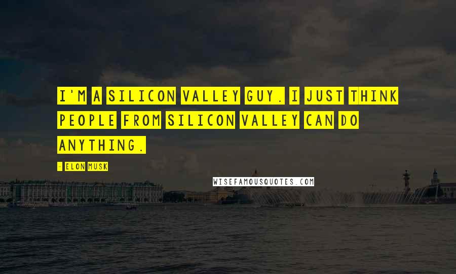 Elon Musk Quotes: I'm a Silicon Valley guy. I just think people from Silicon Valley can do anything.