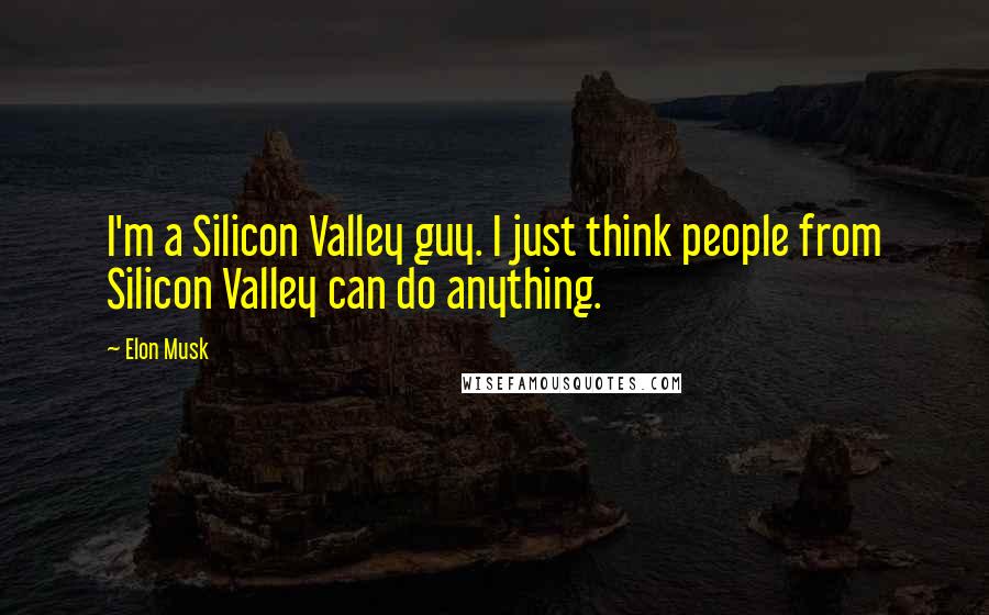 Elon Musk Quotes: I'm a Silicon Valley guy. I just think people from Silicon Valley can do anything.