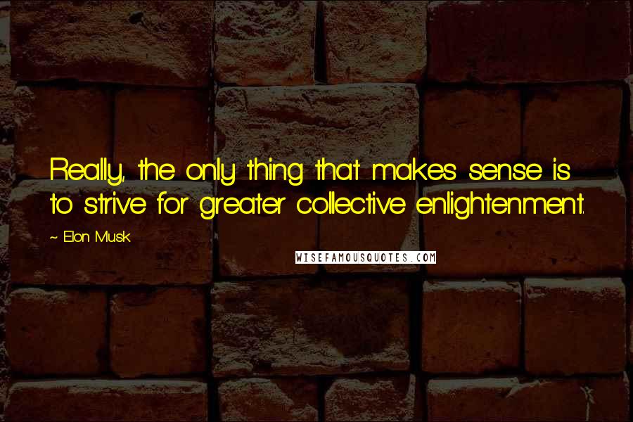 Elon Musk Quotes: Really, the only thing that makes sense is to strive for greater collective enlightenment.