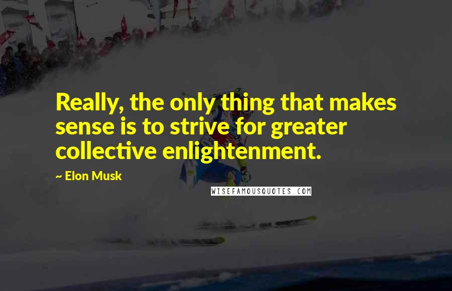 Elon Musk Quotes: Really, the only thing that makes sense is to strive for greater collective enlightenment.