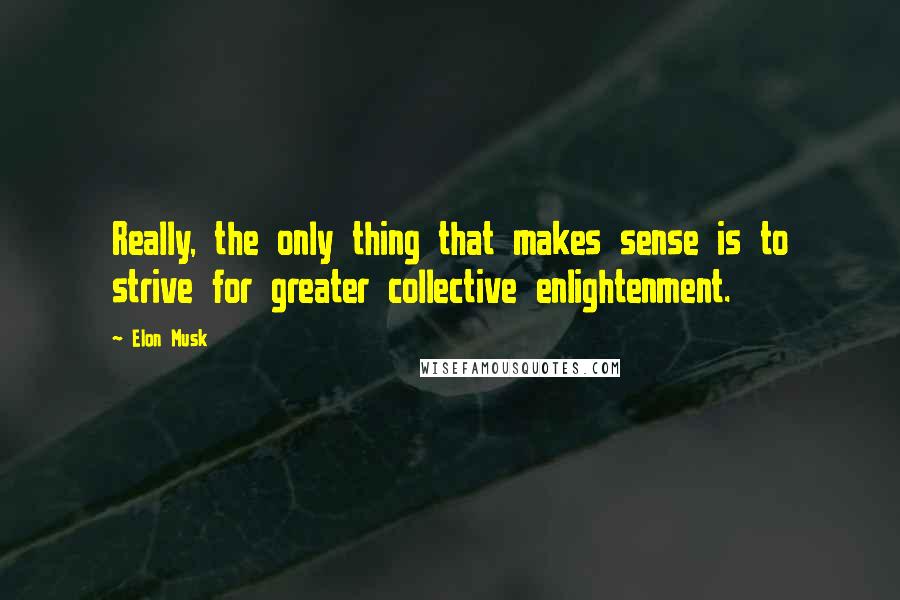 Elon Musk Quotes: Really, the only thing that makes sense is to strive for greater collective enlightenment.