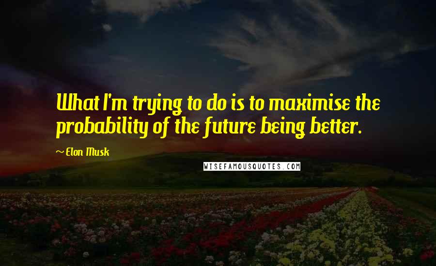 Elon Musk Quotes: What I'm trying to do is to maximise the probability of the future being better.