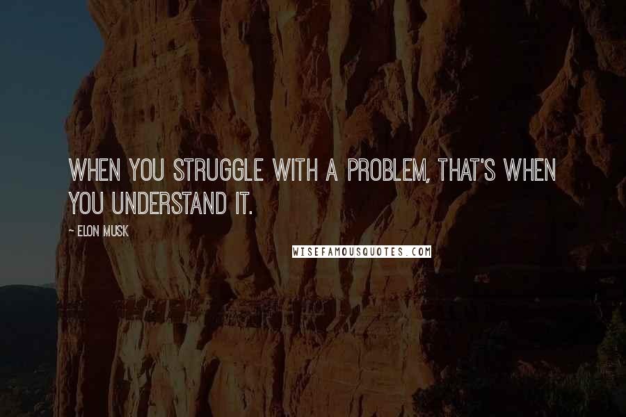 Elon Musk Quotes: When you struggle with a problem, that's when you understand it.