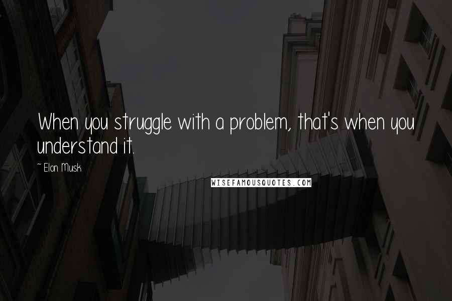 Elon Musk Quotes: When you struggle with a problem, that's when you understand it.