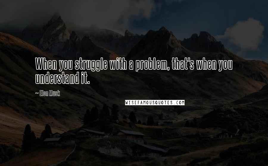 Elon Musk Quotes: When you struggle with a problem, that's when you understand it.