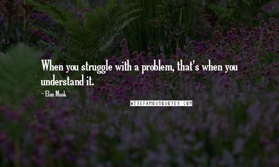 Elon Musk Quotes: When you struggle with a problem, that's when you understand it.