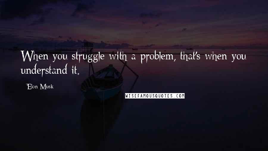 Elon Musk Quotes: When you struggle with a problem, that's when you understand it.