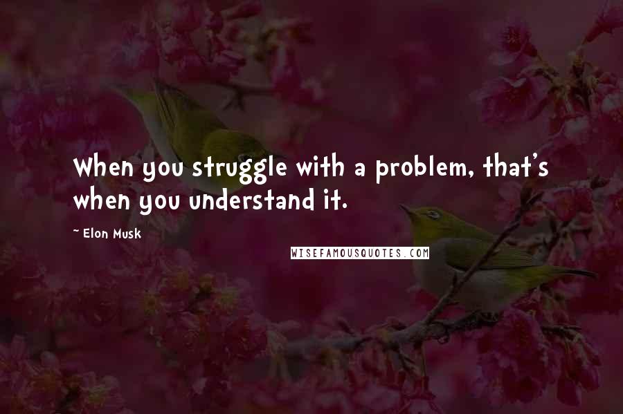 Elon Musk Quotes: When you struggle with a problem, that's when you understand it.