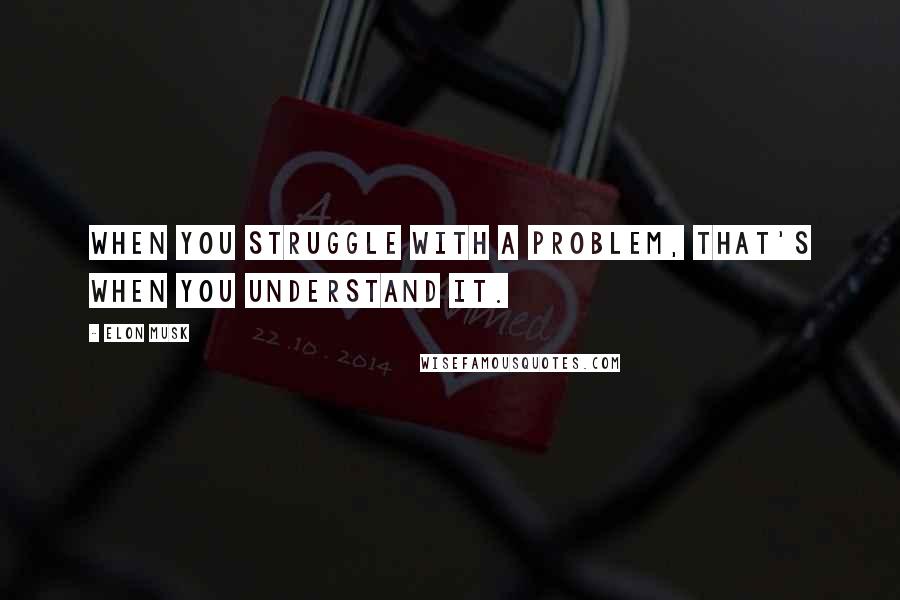Elon Musk Quotes: When you struggle with a problem, that's when you understand it.