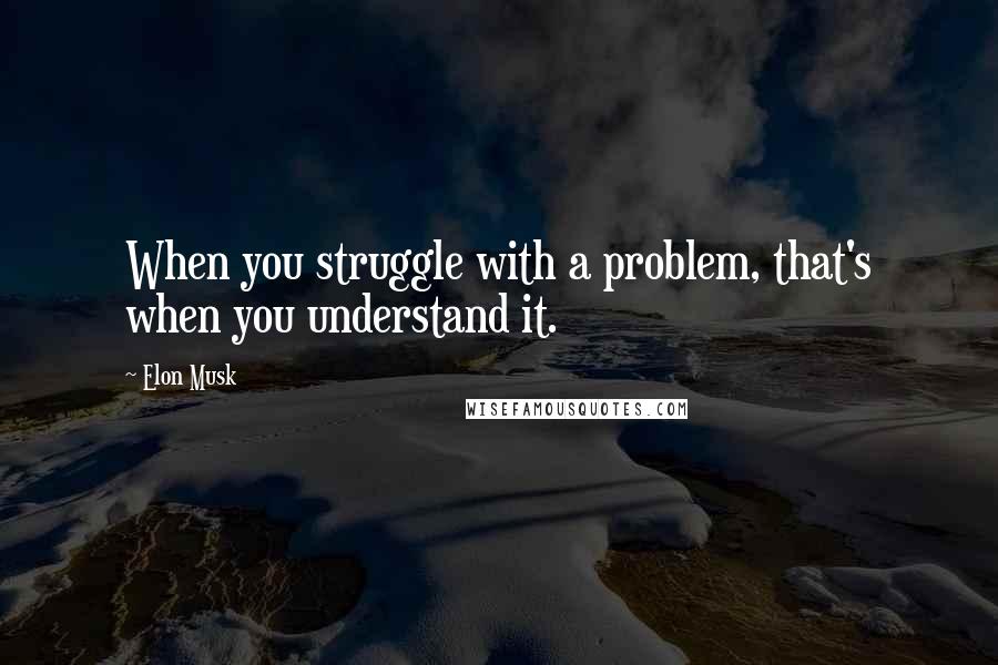 Elon Musk Quotes: When you struggle with a problem, that's when you understand it.