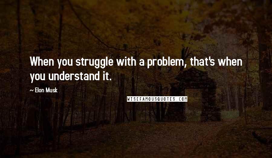 Elon Musk Quotes: When you struggle with a problem, that's when you understand it.