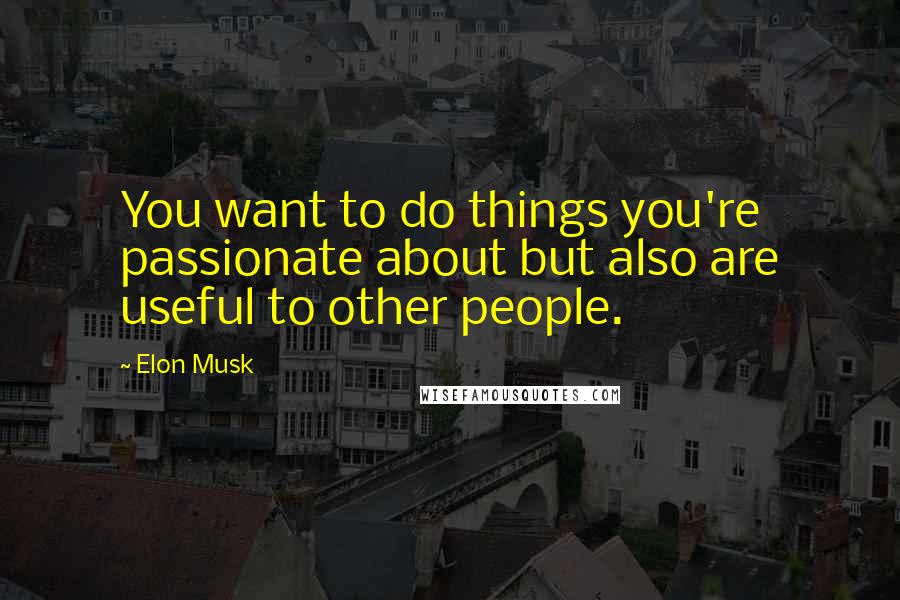 Elon Musk Quotes: You want to do things you're passionate about but also are useful to other people.