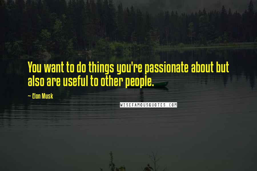 Elon Musk Quotes: You want to do things you're passionate about but also are useful to other people.