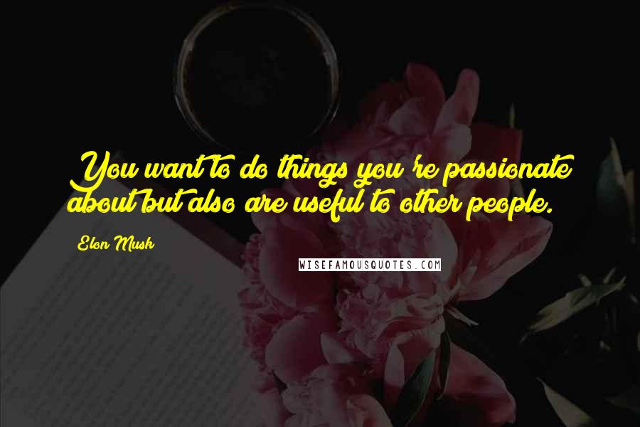 Elon Musk Quotes: You want to do things you're passionate about but also are useful to other people.