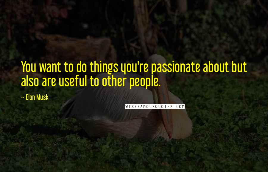 Elon Musk Quotes: You want to do things you're passionate about but also are useful to other people.