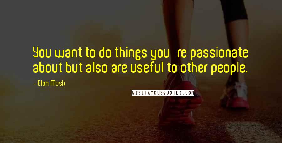 Elon Musk Quotes: You want to do things you're passionate about but also are useful to other people.