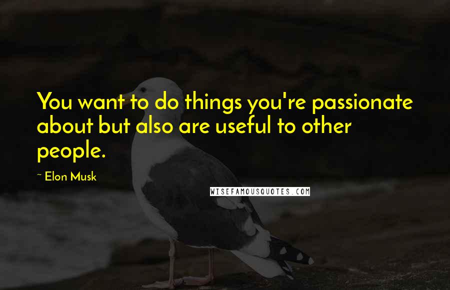 Elon Musk Quotes: You want to do things you're passionate about but also are useful to other people.