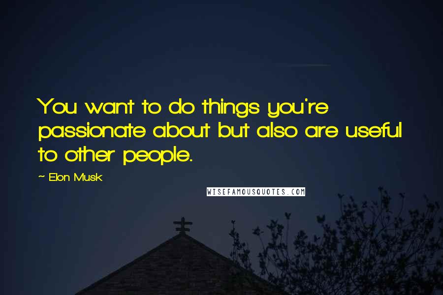 Elon Musk Quotes: You want to do things you're passionate about but also are useful to other people.