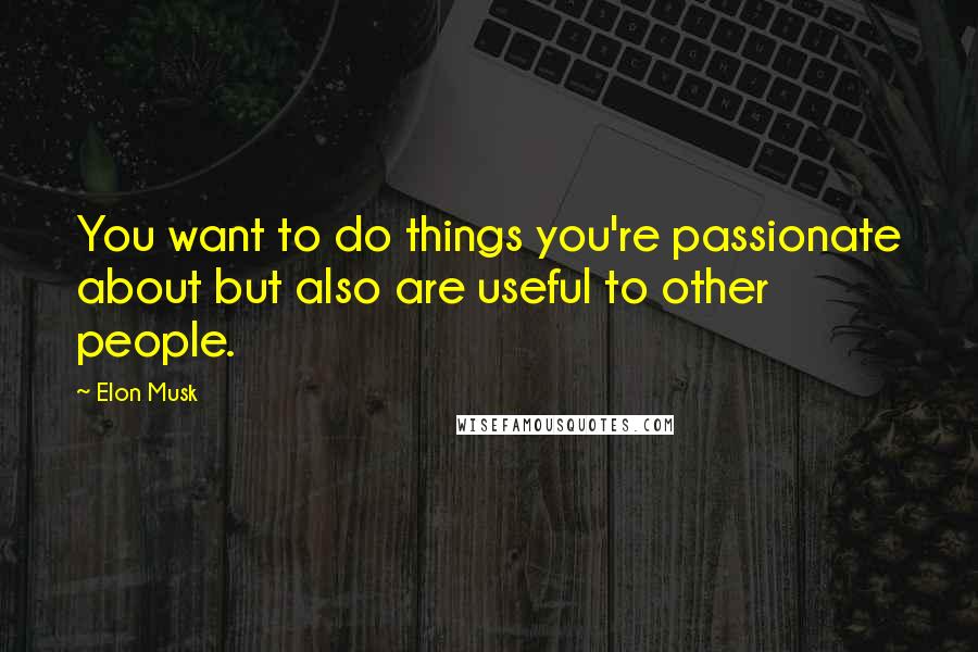 Elon Musk Quotes: You want to do things you're passionate about but also are useful to other people.