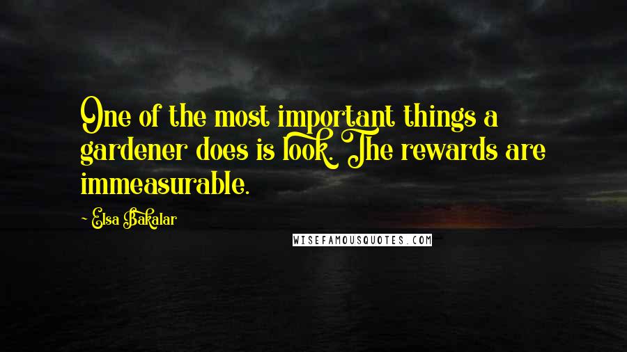 Elsa Bakalar Quotes: One of the most important things a gardener does is look. The rewards are immeasurable.