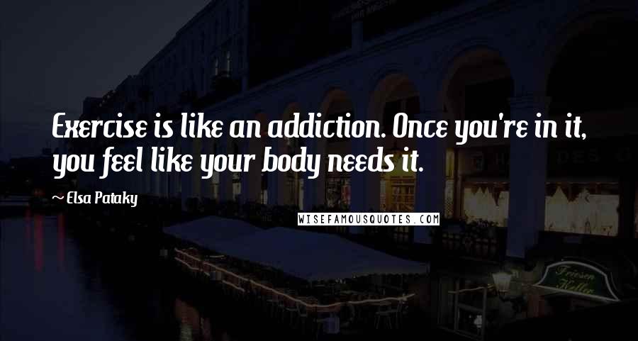 Elsa Pataky Quotes: Exercise is like an addiction. Once you're in it, you feel like your body needs it.