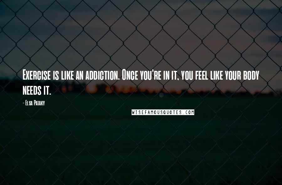 Elsa Pataky Quotes: Exercise is like an addiction. Once you're in it, you feel like your body needs it.