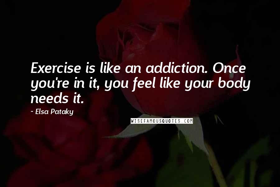 Elsa Pataky Quotes: Exercise is like an addiction. Once you're in it, you feel like your body needs it.