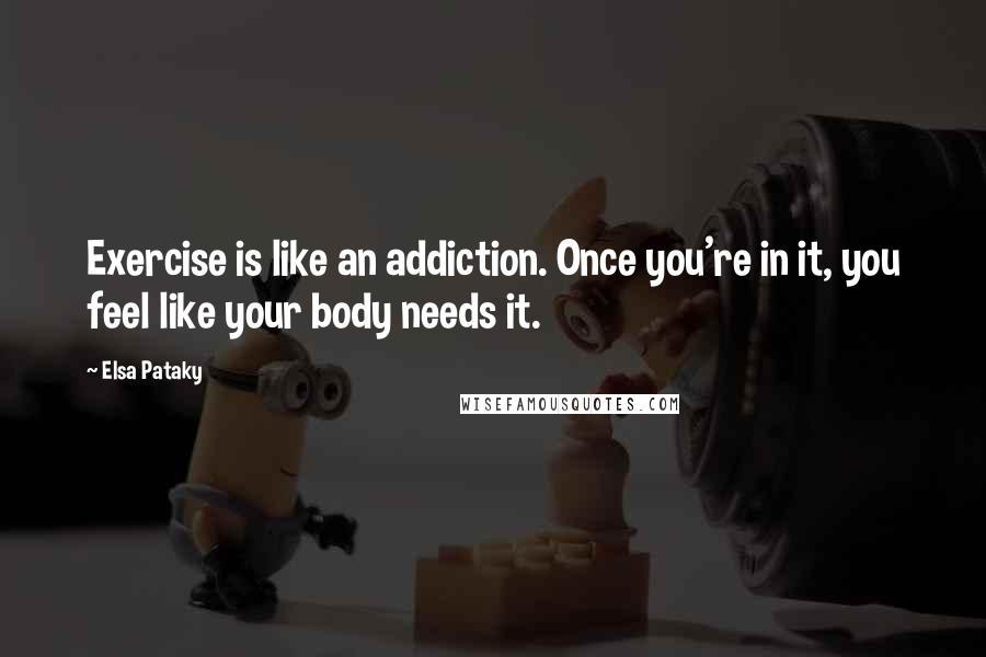 Elsa Pataky Quotes: Exercise is like an addiction. Once you're in it, you feel like your body needs it.