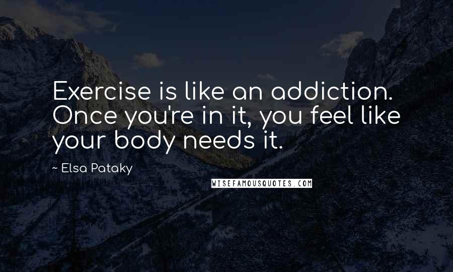 Elsa Pataky Quotes: Exercise is like an addiction. Once you're in it, you feel like your body needs it.