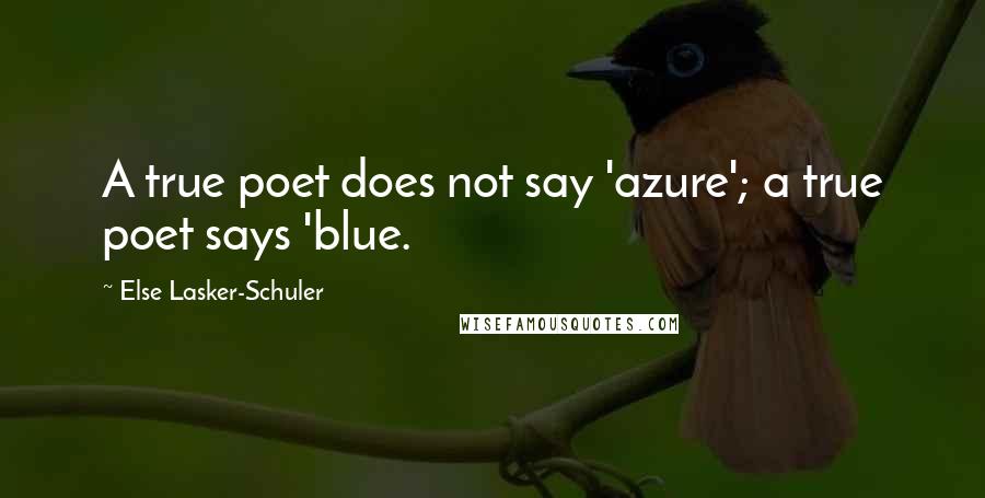 Else Lasker-Schuler Quotes: A true poet does not say 'azure'; a true poet says 'blue.